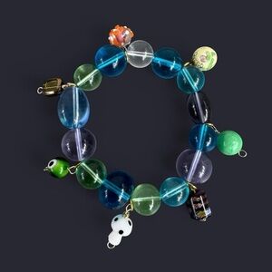 Whimsy Chunky Glass Bead Charm Bracelet